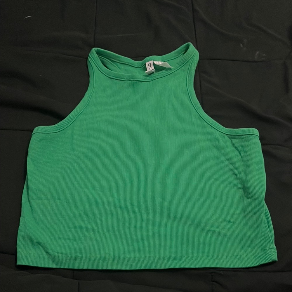 H&M Green Fitted Crop Tank Top